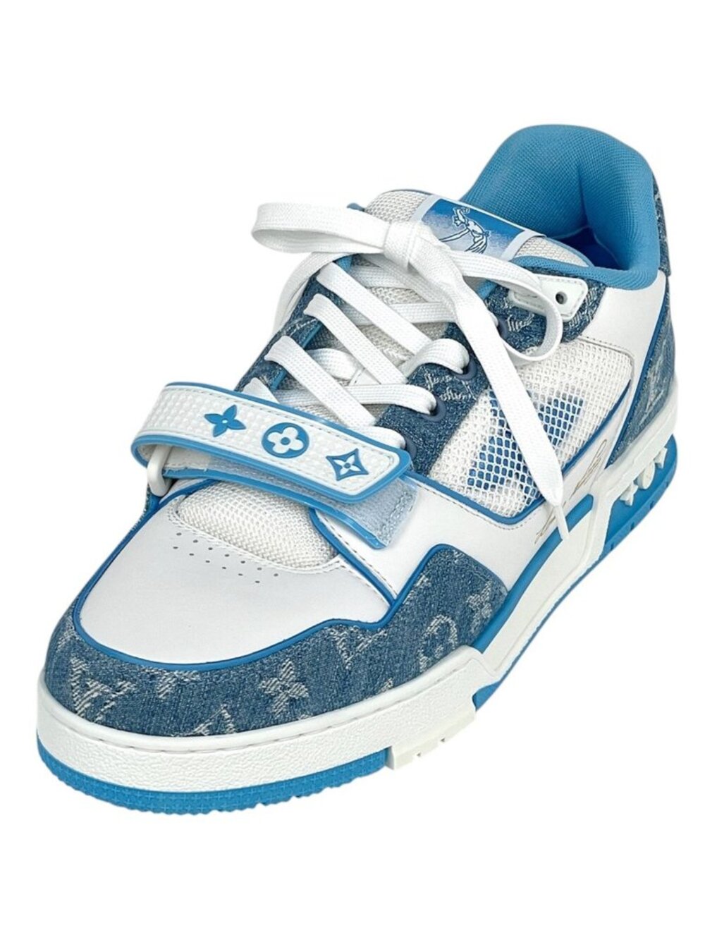 Louis Vuitton LV Trainer Sneakers Low Cut with Velcro Monogram Denim